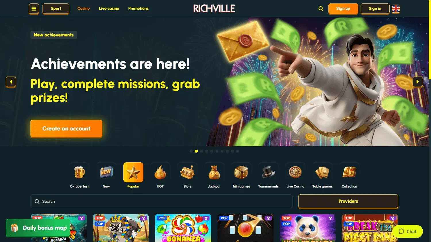 Richville Casino desktop games screen